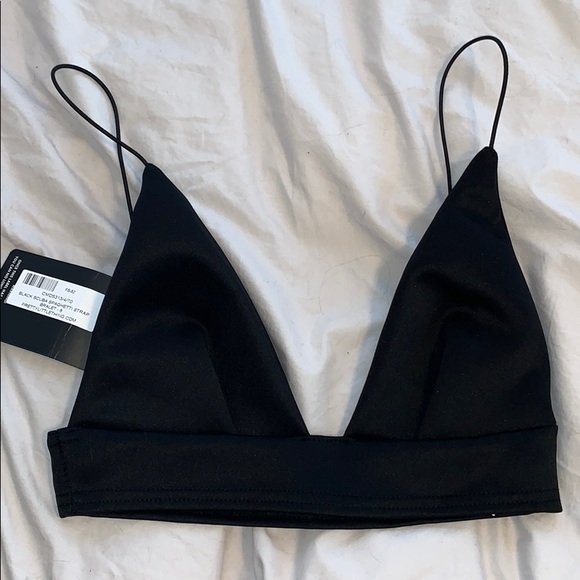 Black Scuba Spaghetti Strap Bralet - Picture 2 of 3